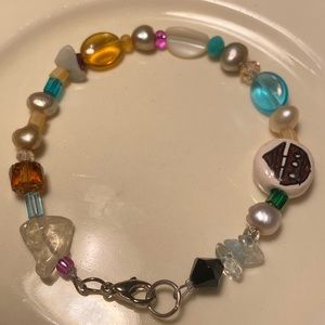 💛 Tara Designs Handmade anklet / bracelet FWCP, hand  painted ceramic bead gems